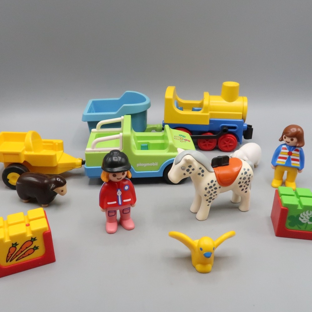 Vintage Playmobil 123 Horse Child Carrots‎ Tractor Train Farm Animal Sheep Lot